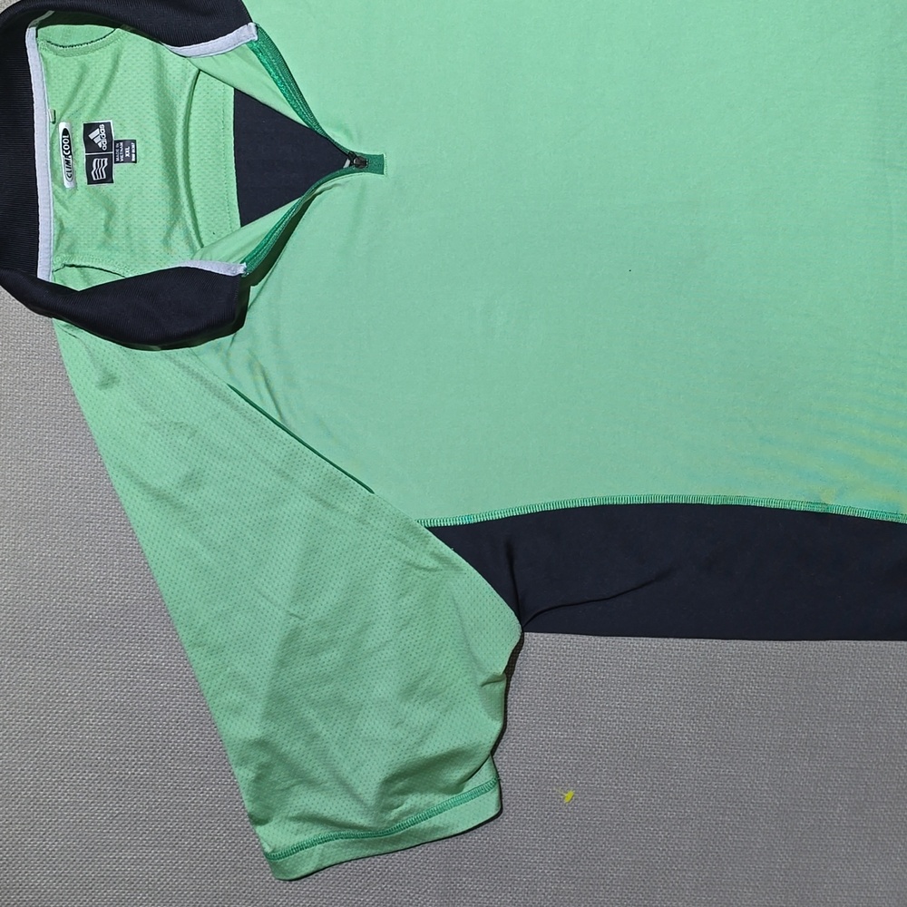 Adidas Polo T-Shirt 1/4 Zip Green Black Mens Size XXL Activewear Sport Jersey - Picture 6 of 16
